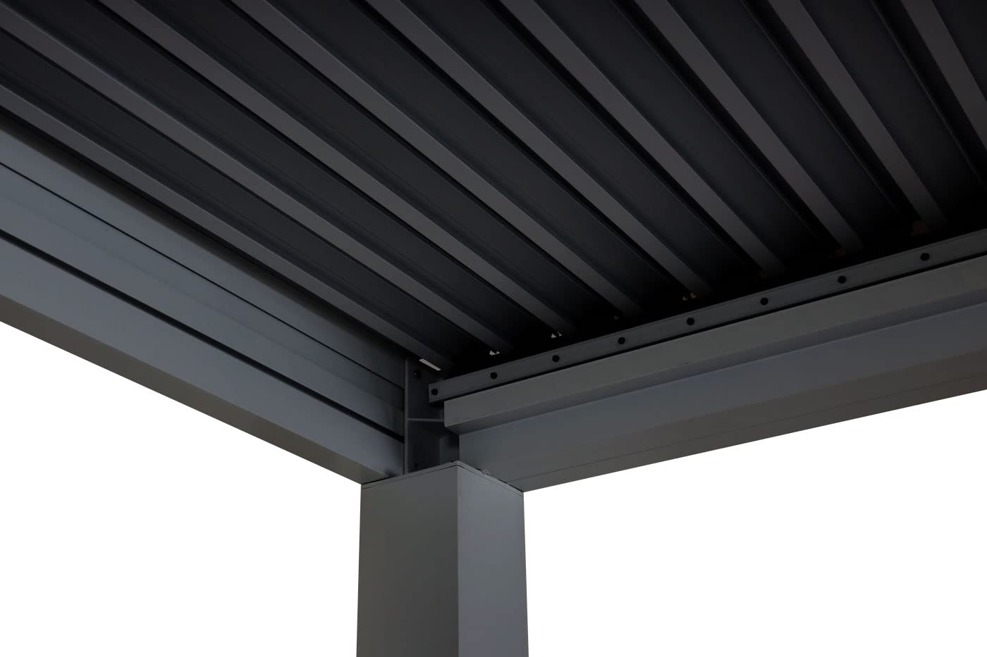 Pergola (HWC-L46) Garden slatted gazebo with side wall roller blind (3x4m): Stormproof, aluminum frame