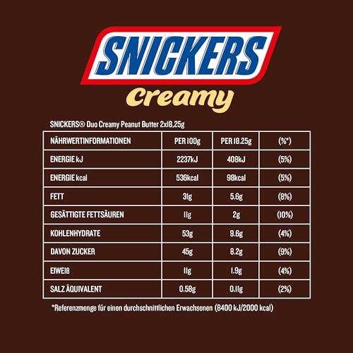 SNICKERS Creamy Peanut Butter Double Bar (24x 36.5g): XXL Chocolate Large Pack