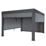 Pergola (HWC-L46) Garden slatted gazebo with side wall roller blind (3x4m): Stormproof, aluminum frame