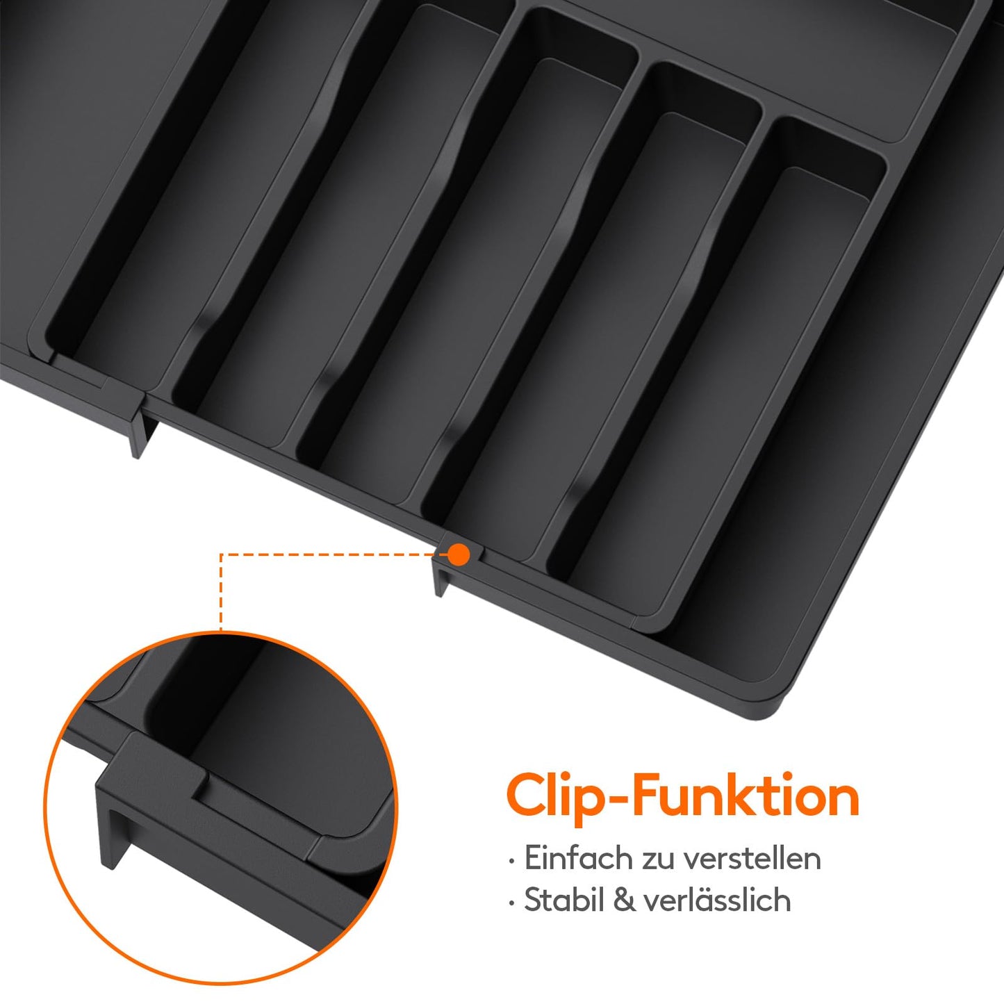 LIFEWIT Adjustable Cutlery Tray for Kitchen Drawers Made of Plastic