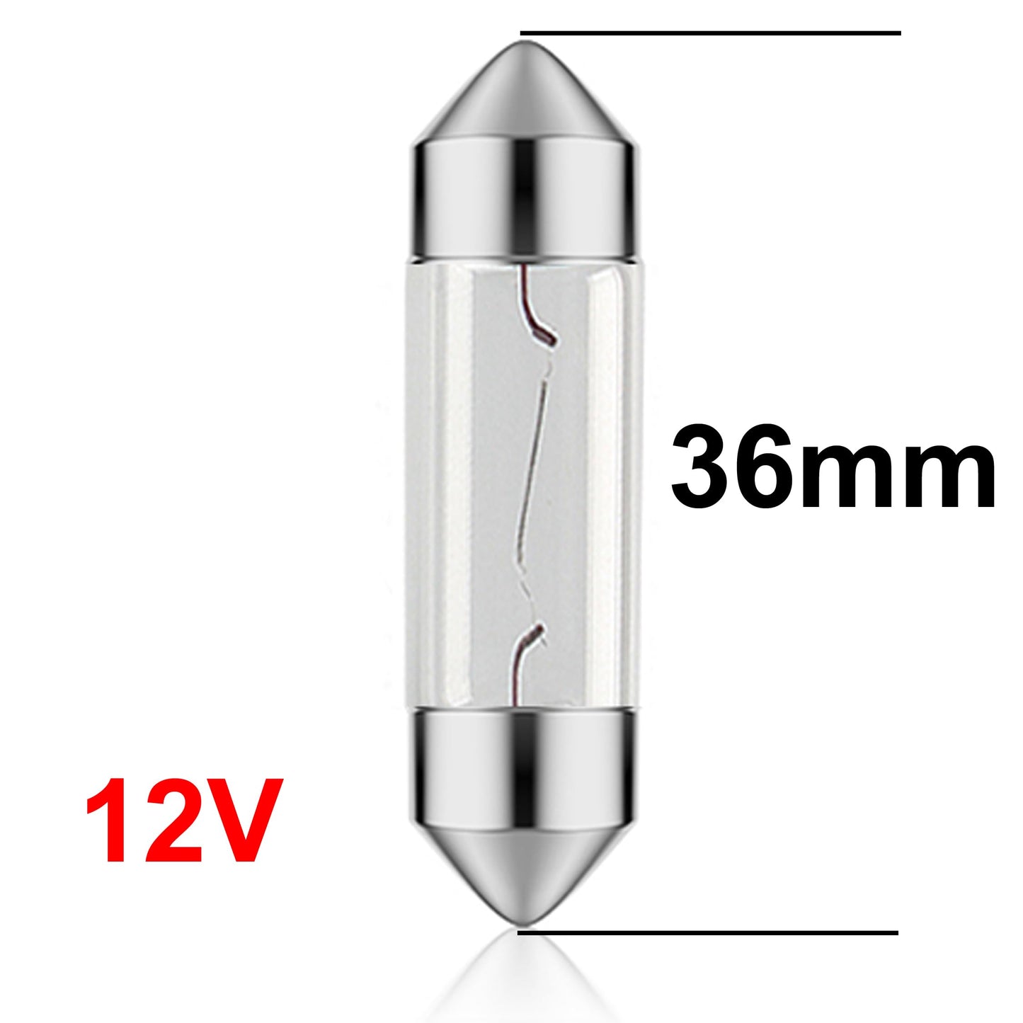 10er-Set Soffitte 12V-5W-C5W-SV8,5-36mm Kennzeichenbeleuchtung, Glühlampe für PKW