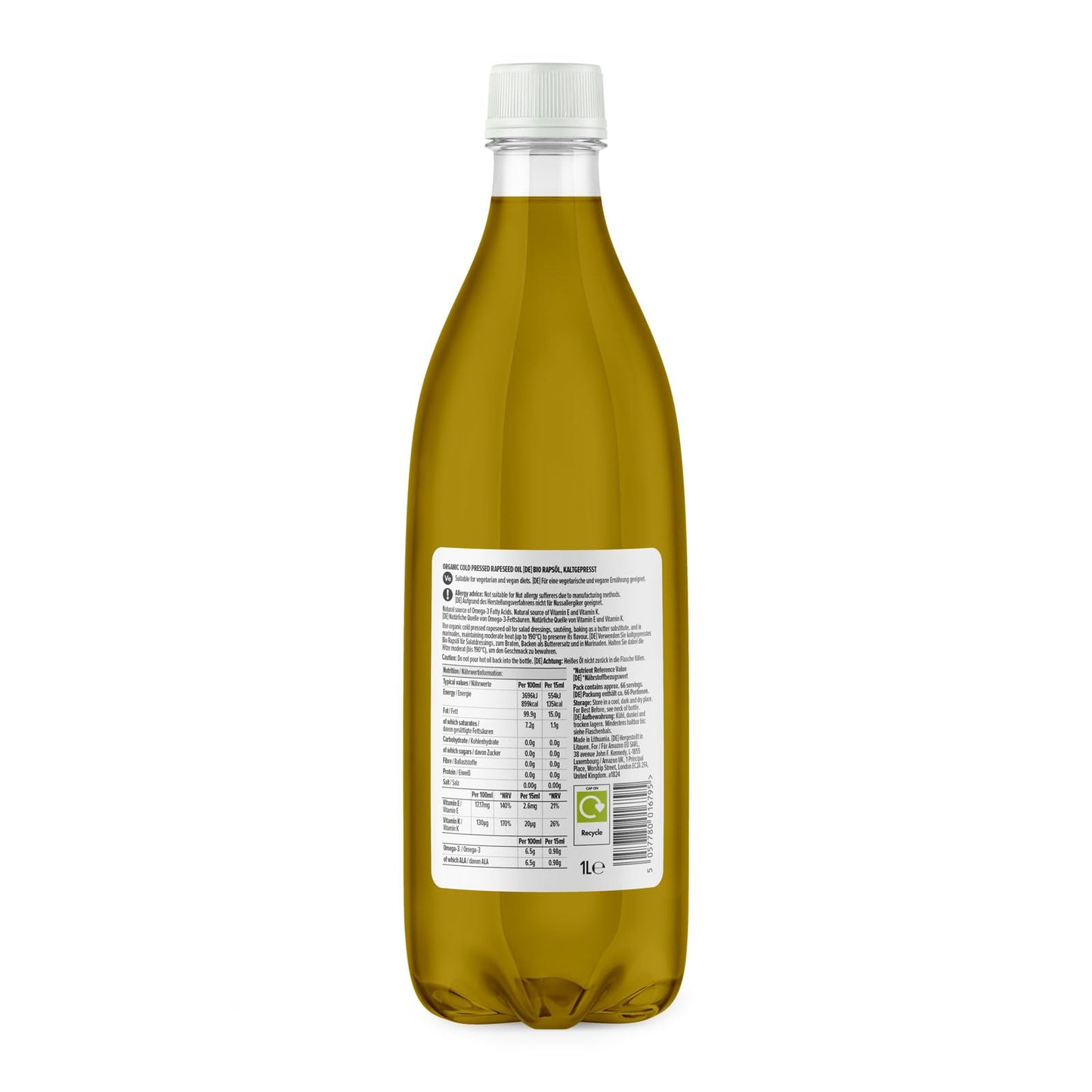 by Amazon Organic Rapeseed Oil (1 Liter): Vegan, Cold-Pressed