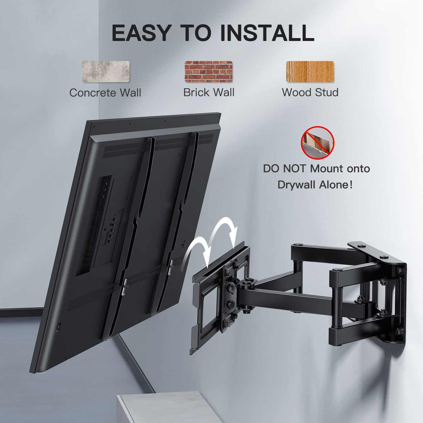 PERLESMITH TV Wall Mount | Swivel for 26-65 inches (Flat & Curved up to 45 kg)