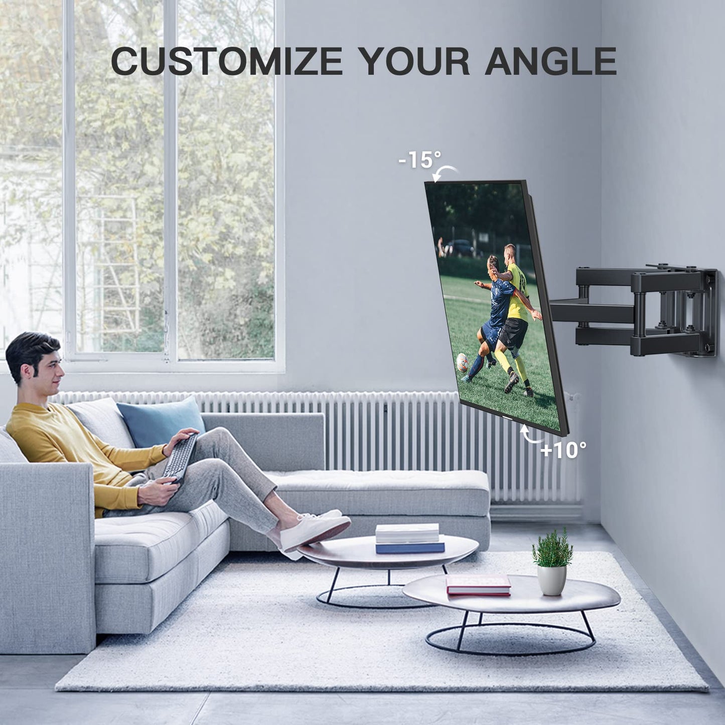 PERLESMITH TV Wall Mount | Swivel for 26-65 inches (Flat & Curved up to 45 kg)