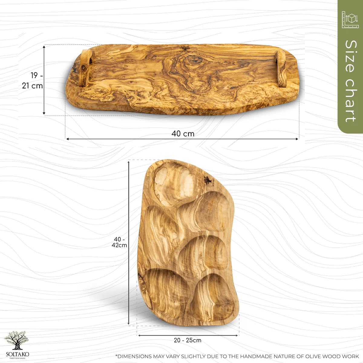 SOLTAKO 100% Handmade Olive Wood Gift Set: Ideal for tapas and snack bundles