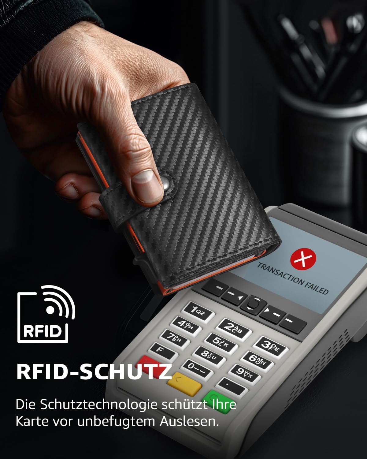 Slim wallet for men with coin pocket & RFID protection: credit card holder