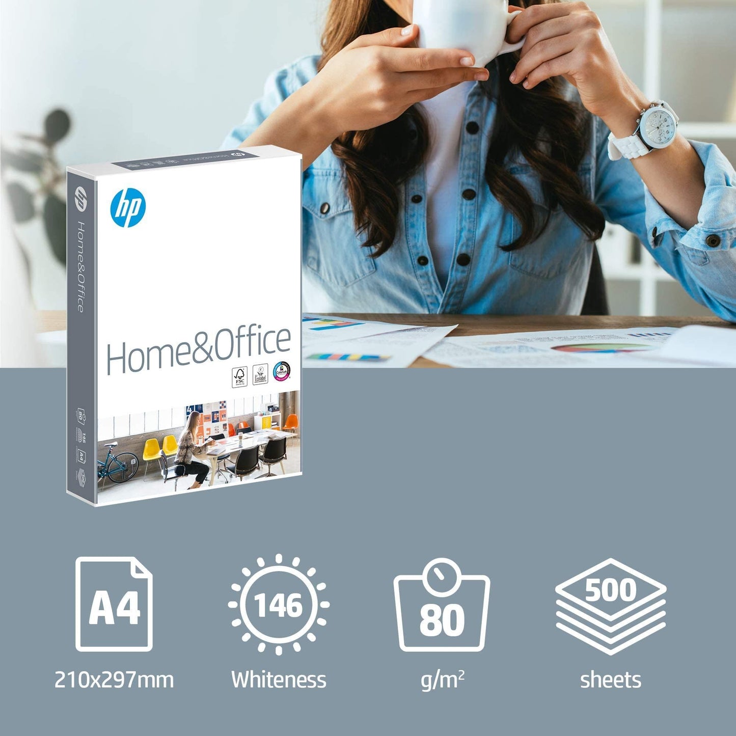 HP Copy Paper (CHP150) Home & Office | DIN A4 80g, White (2500 sheets: 5x500 sheets)