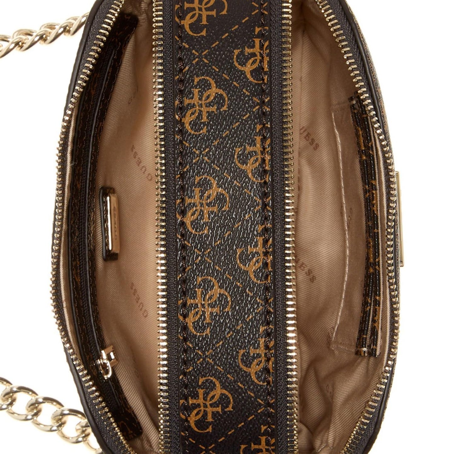 GUESS 'Noelle' shoulder bag in brown logo design with zipper | Crossbody bag