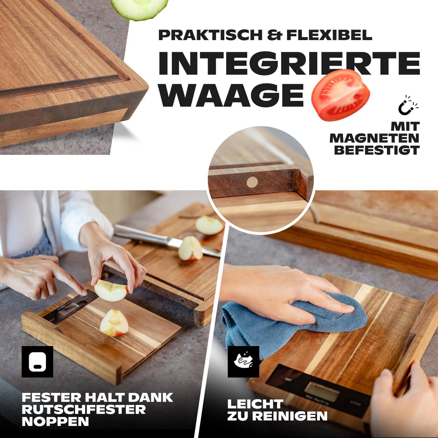 Wooden cutting board with kitchen scale (digital): wooden board kitchen, cutting board