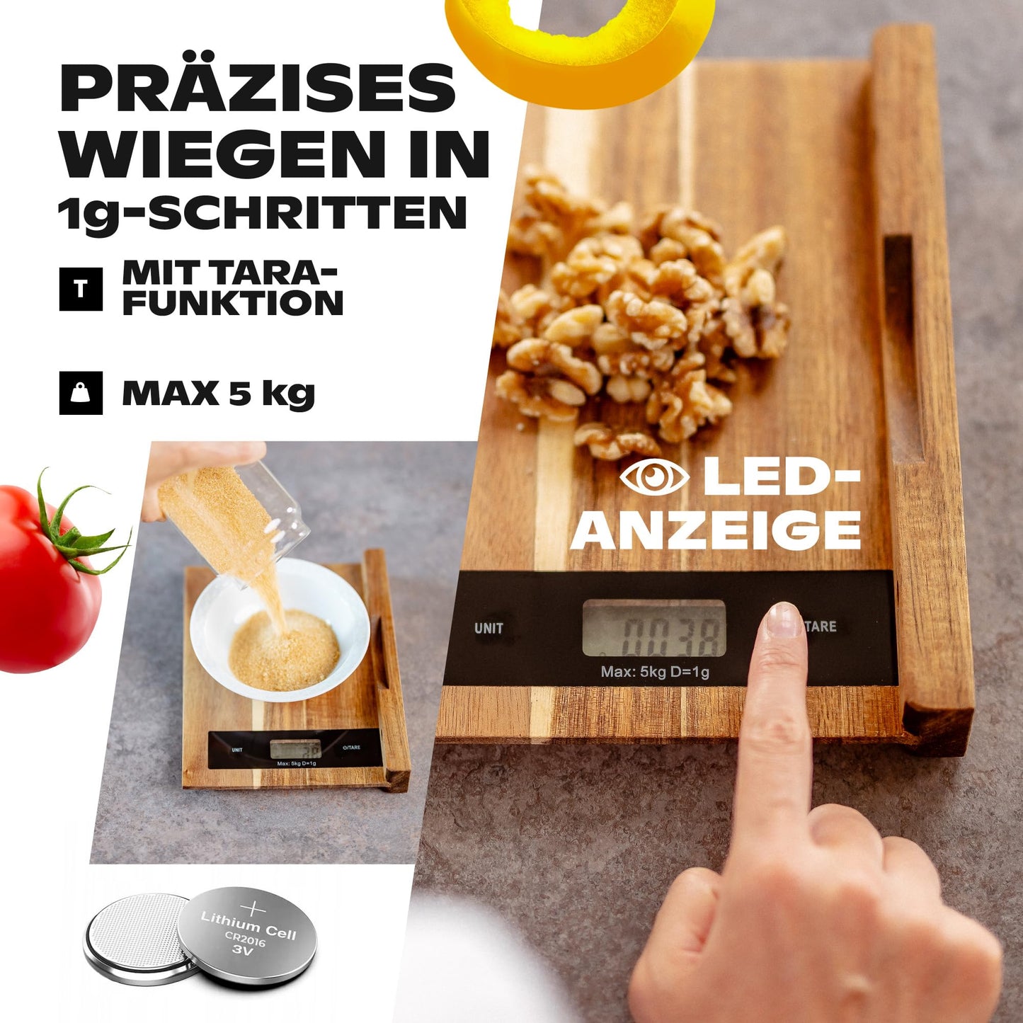 Wooden cutting board with kitchen scale (digital): wooden board kitchen, cutting board
