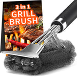 Grill brush, TNTOR grill cleaning brush with extra long stainless steel bristles, stainless steel spatula and PP heat-insulated handle, for gas grill, charcoal grill, kettle grill, electric grill and grill grate.