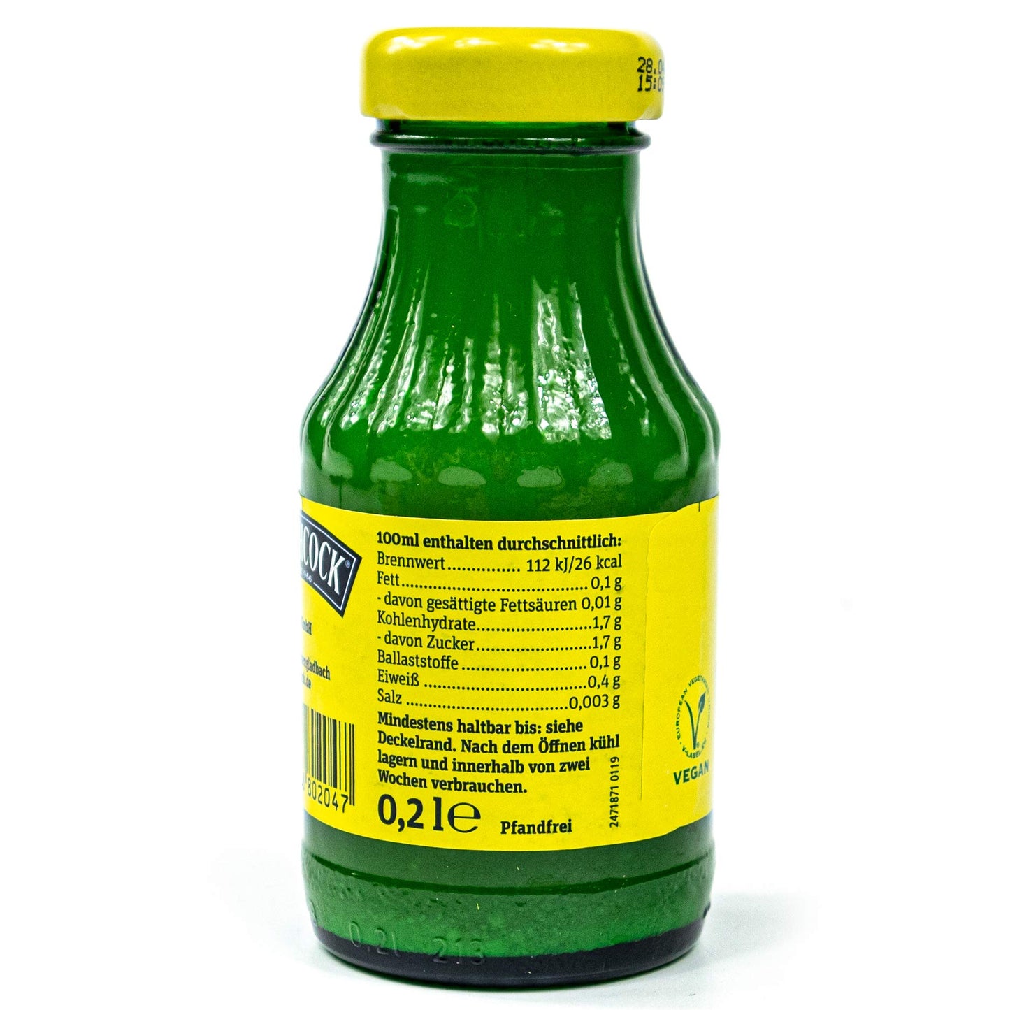 HITCHCOCK Pure Lemon 100% Direct Juice (12-pack): Premium lemon juice in 0.2-liter glass bottles