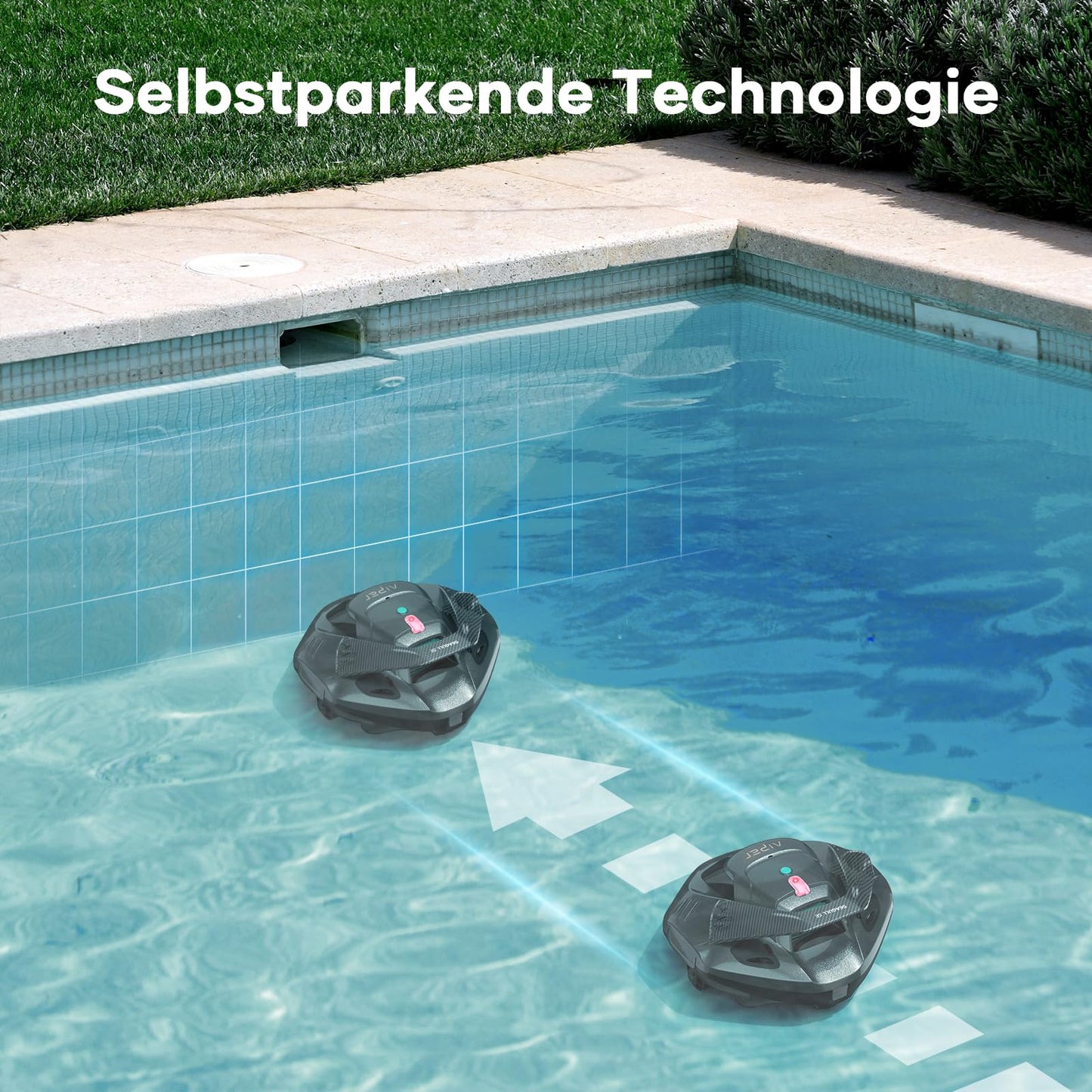 AIPER Kabelloser Poolsauger mit Akku (90 Min. Laufzeit): LED-Anzeigen, Dual-Antrieb
