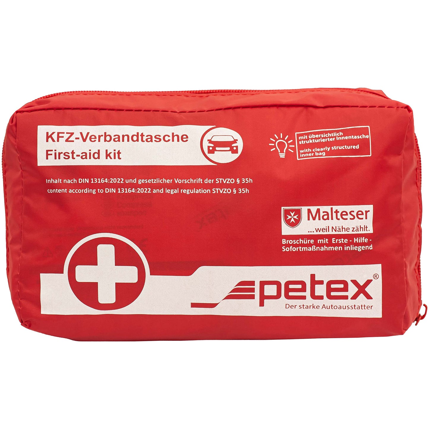 PETEX Verbandtasche aus Nylon-Gewebe: Inhalt nach DIN 13164 in Farbe Rot
