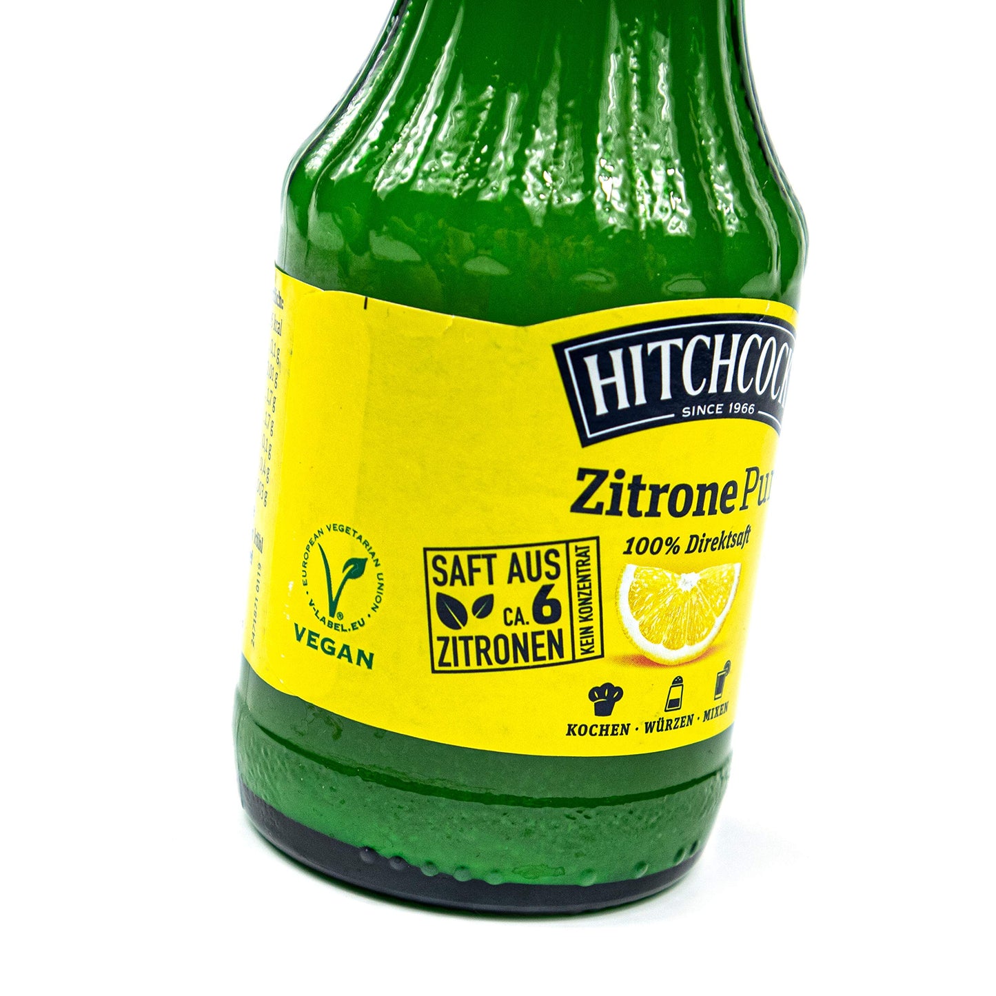 HITCHCOCK Pure Lemon 100% Direct Juice (12-pack): Premium lemon juice in 0.2-liter glass bottles