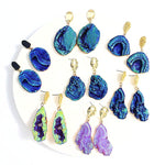Boucles d'oreilles vintage inspirées de Van Gogh avec pierre naturelle simulée et roche de lave