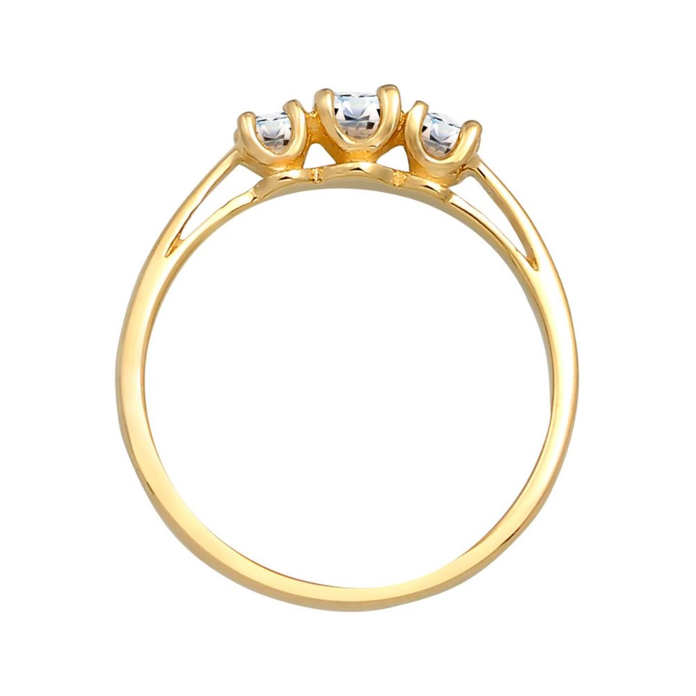 Elli DIAMONDS Verlobungsring für Damen: Edel-Trio mit Diamant (0.22ct.) in 585 Gelbgold