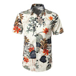 JOGAL short-sleeved Hawaiian shirt for men: floral pattern with stand-up collar