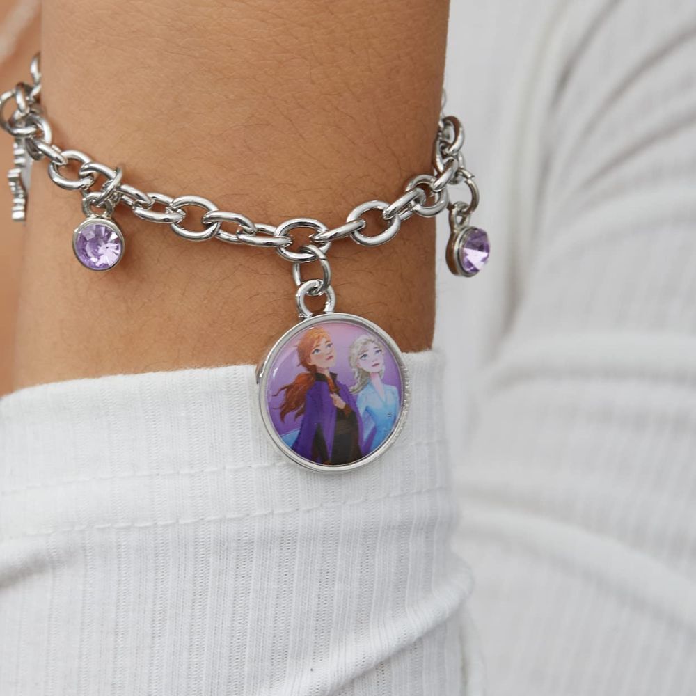 Disney 'Frozen' Crystal Metal Stone Charm Bracelet for Women - 17cm