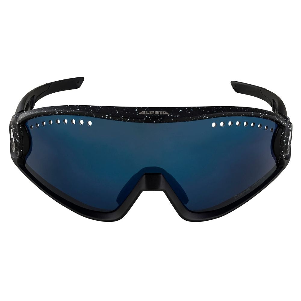 Alpina '5W1NG CM+' unisex sports glasses: 100% UV protection, ceramic lenses, fogstop (black-blur)