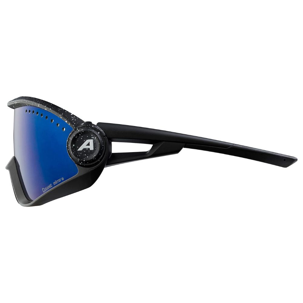 Alpina '5W1NG CM+' unisex sports glasses: 100% UV protection, ceramic lenses, fogstop (black-blur)