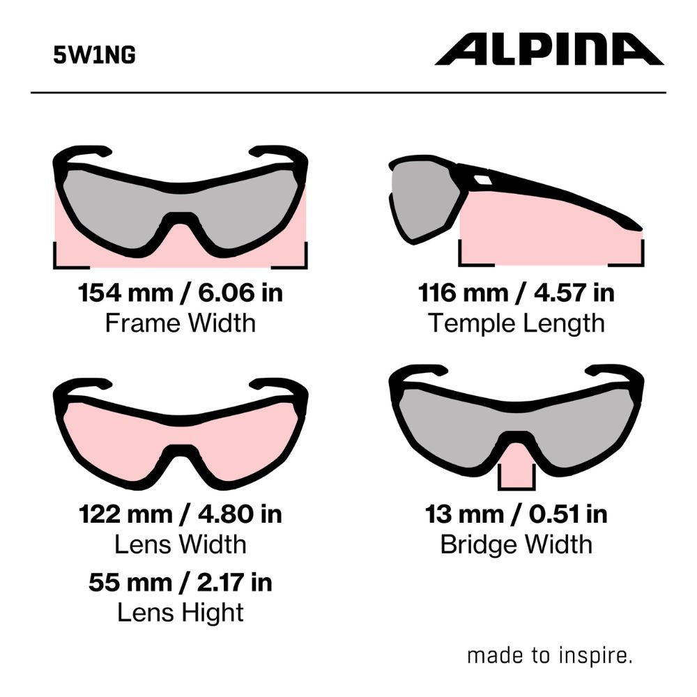 Alpina '5W1NG CM+' unisex sports glasses: 100% UV protection, ceramic lenses, fogstop (black-blur)