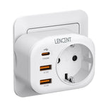 LENCENT Power Strip: 2 USB Fast Charging Ports - 1 USB Type C Port - 1 AC Socket
