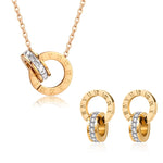 Roman Numeral Necklace & Earrings Set for Women - High Gloss Jewelry