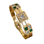 Bracelet de luxe en acier inoxydable vert émeraude imperméable avec zircone cubique | Bracelet à breloques italien