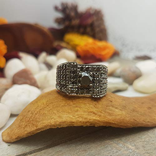 DazzlingRock Collection (KS715-12) 10K White Gold, Round Black Diamond
