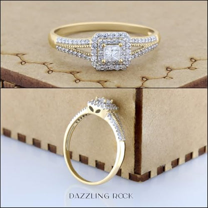 DazzlingRock 'Princess &amp; Round Collection' (K2322-14KY-10) 14K yellow gold, round cut, J diamond