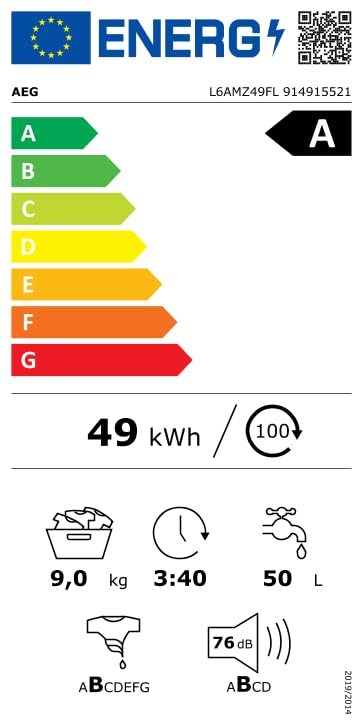 AEG Series 6000 with ProSense® (L6AMZ49FL) Washing Machine (9kg): Quiet, Automatic Load Control