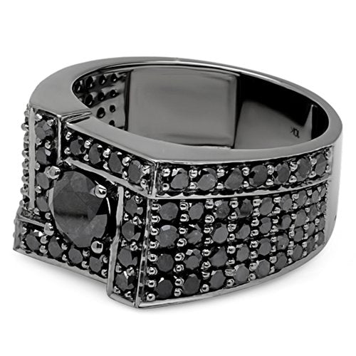 DazzlingRock Collection (KS715-12) 10K White Gold, Round Black Diamond