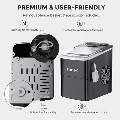 Ice cube machine - Ice Maker in ONLY 6 minutes with self-cleaning function (15kg): Quiet
