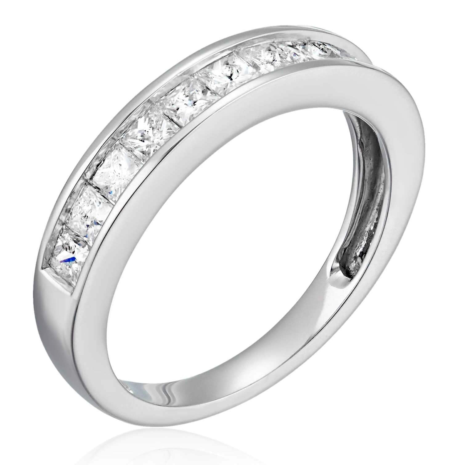 Vir Jewels Prinzessschliff 14 Kt Weißgold Diamant-Damenring: Weiß/Crystal (J)