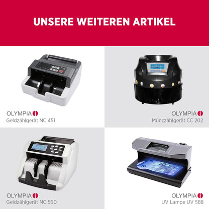 Olympia (6031 CB 770 Plus) Geldkassette: Abschließbar mit Schlüssel & Münzzählbrett inkl. Falschgeldprüfer