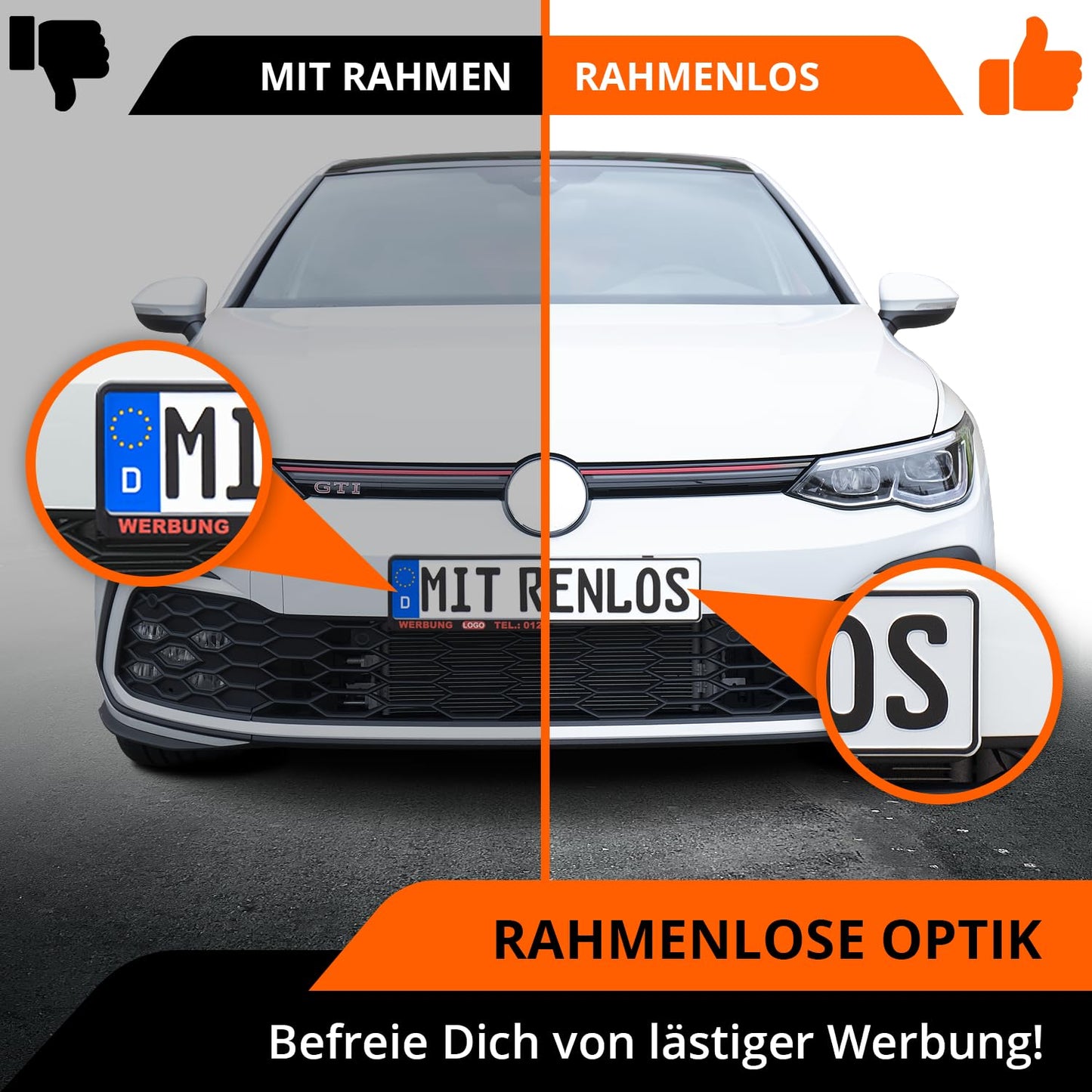 GENMAG® Kennzeichenhalter - Rahmenlos (Legal & Universal) für 2 Kennzeichen