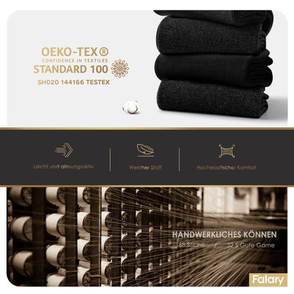 FALARY Cotton Men's Socks in Black | Breathable Business Socks (12 Pairs)