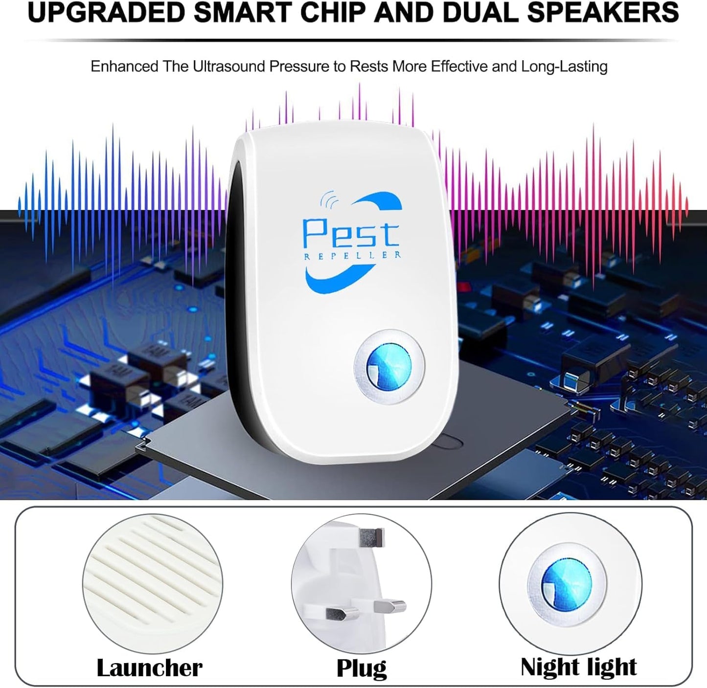 Ultrasonic Pest Repeller (Set of 4): Effective, safe protection