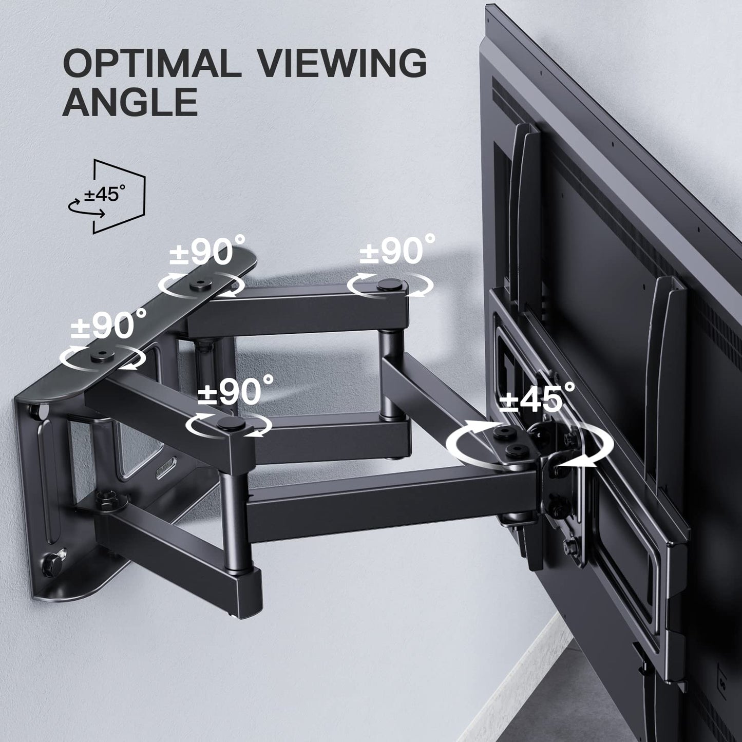 PERLESMITH TV Wall Mount | Swivel for 26-65 inches (Flat &amp; Curved up to 45 kg)