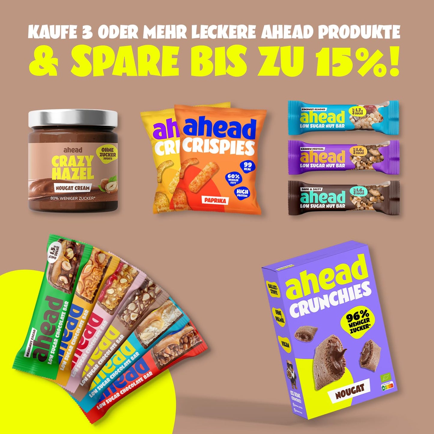 AHEAD Keto Bars: Coconut Almond (18x 35g) | Low-carb bars with no added sugar