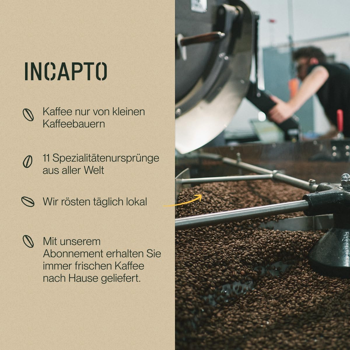 Incapto Specialty Coffee Beans (1kg): Single-Origin Colombia: Espresso 100% Arabica