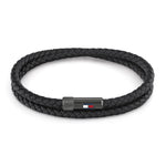 Tommy Hilfiger Doppelt gewickeltes Lederarmband mit Details aus Edelstahl