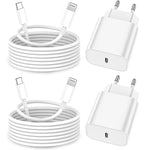 Apple iPhone Fast Charger 25W - 'MFi Certified' (2-Pack) with USB-C to Lightning Cable