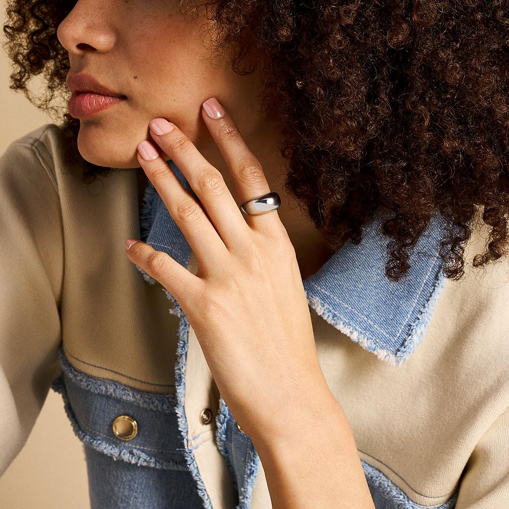 Fossil 'All Stacked Up' stainless steel women's band ring