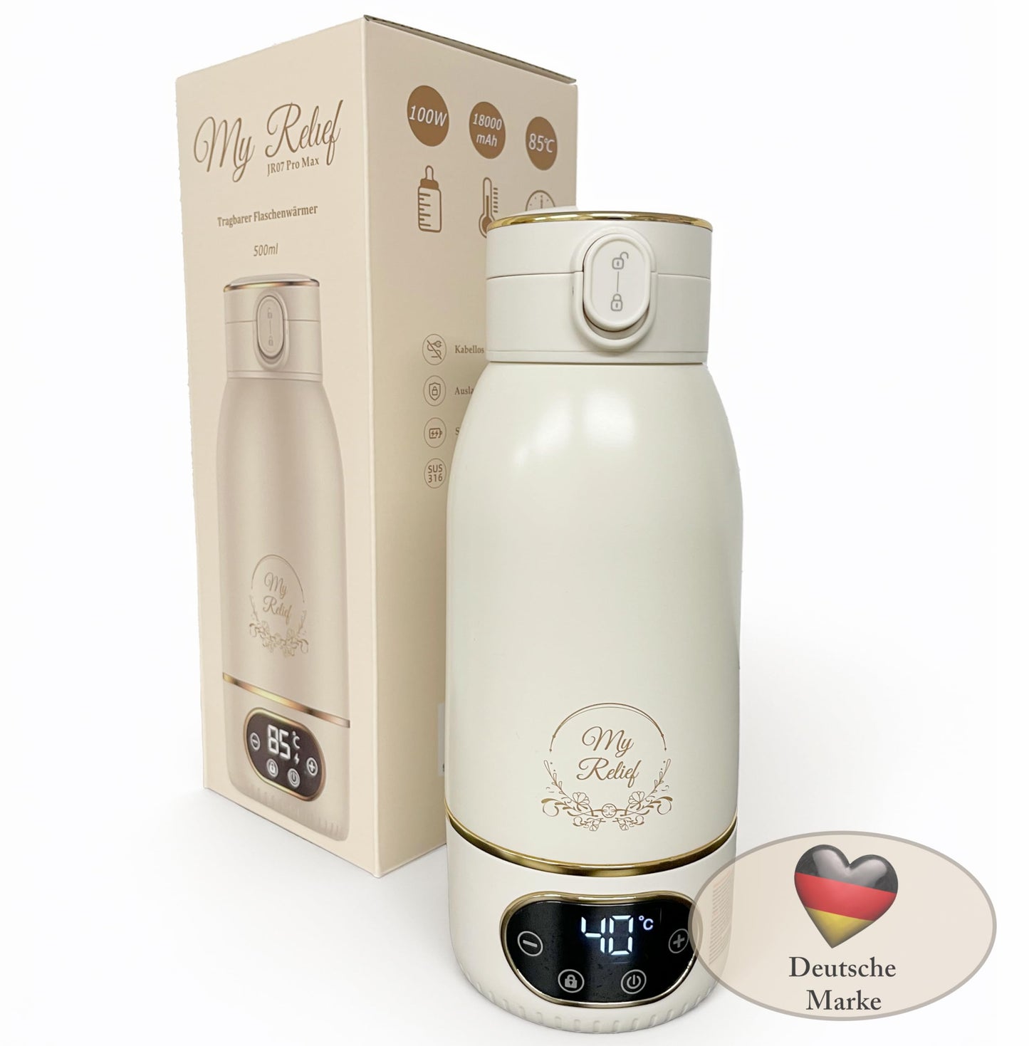 My Relief Battery Thermos, Bottle Warmer (18000mAh) 35-85°C Adjustable