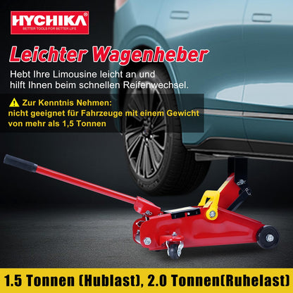 Hydraulik-Wagenheber mit hydraulischer Kolben-Schnellhubpumpe | 1.5 Tonnen Kapazität