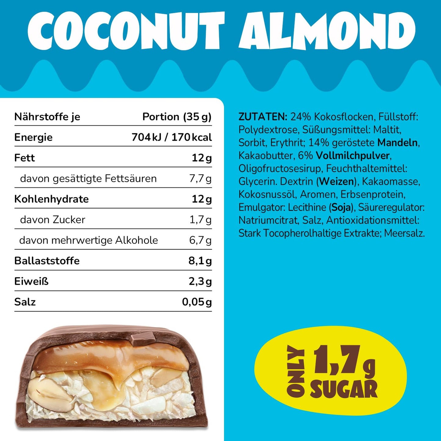AHEAD Keto Bars: Coconut Almond (18x 35g) | Low-carb bars with no added sugar