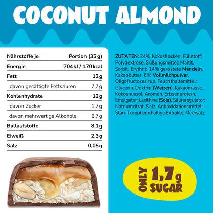 AHEAD Keto Bars: Coconut Almond (18x 35g) | Low-carb bars with no added sugar