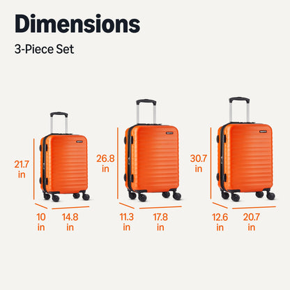 AMAZON BASICS hard-shell travel suitcase set (3 pieces): Orange 